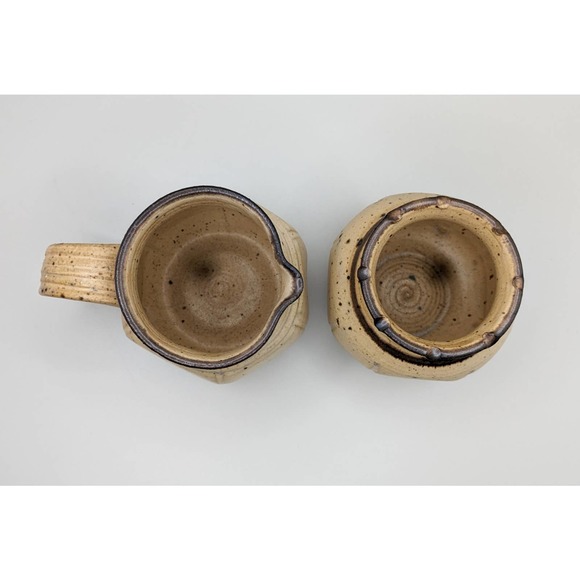 Vintage Signed Studio Pottery Stoneware Pitcher and Vase Matte Speckle Glaze - Picture 6 of 8